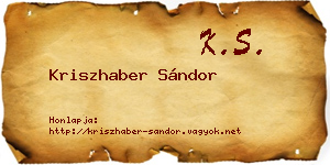 Kriszhaber Sándor névjegykártya